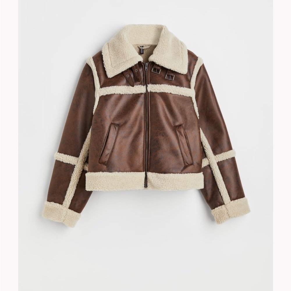 H&M Aviator Jacket with Sherpa Lining (Brown) - NWT